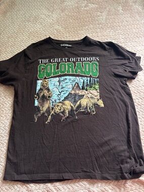 Chemistry Black Graphic Tee with Green Colorado Print